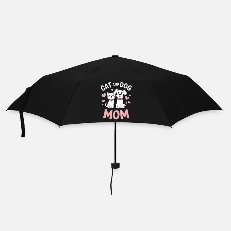 Katzen Hunde Mama Tierliebe Design - Regenschirm (klein) - Schwarz