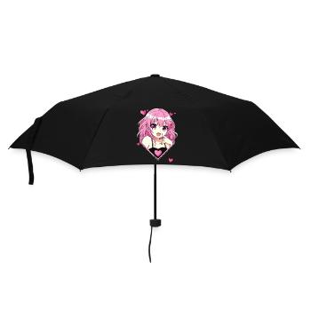 Anime Love Girl - Rose Kawaii - Parapluie standard - noir - Devant