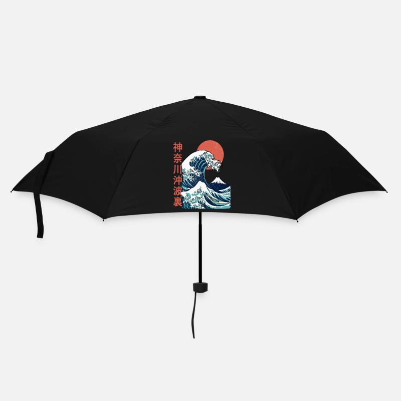 Die große Welle vor Kanagawa - Regenschirm (klein) - Schwarz