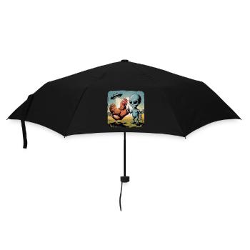 Außerirdischer Und Huhn Untertassen-Abenteuer - Regenschirm (klein) - Schwarz - Vorne