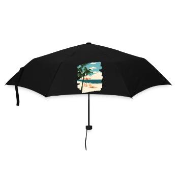 Strand Palmen Sonne Sommer - Regenschirm (klein) - Schwarz - Vorne