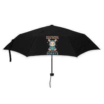 Halb Schlingel Halb Fratz Schatz Hase Häschen - Regenschirm (klein) - Schwarz - Vorne