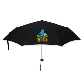 Dinosaurier 4. Geburtstag Kinder 4 Jahre Geschenk - Regenschirm (klein) - Schwarz - Vorne