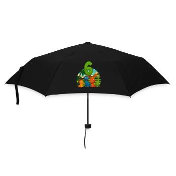 Dinosaurier 6. Geburtstag Kinder 6 Jahre Geschenk - Regenschirm (klein) - Schwarz - Vorne