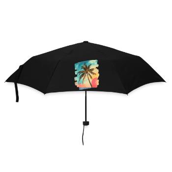 Plage Palmiers Coucher de soleil Été - Parapluie standard - noir - Devant