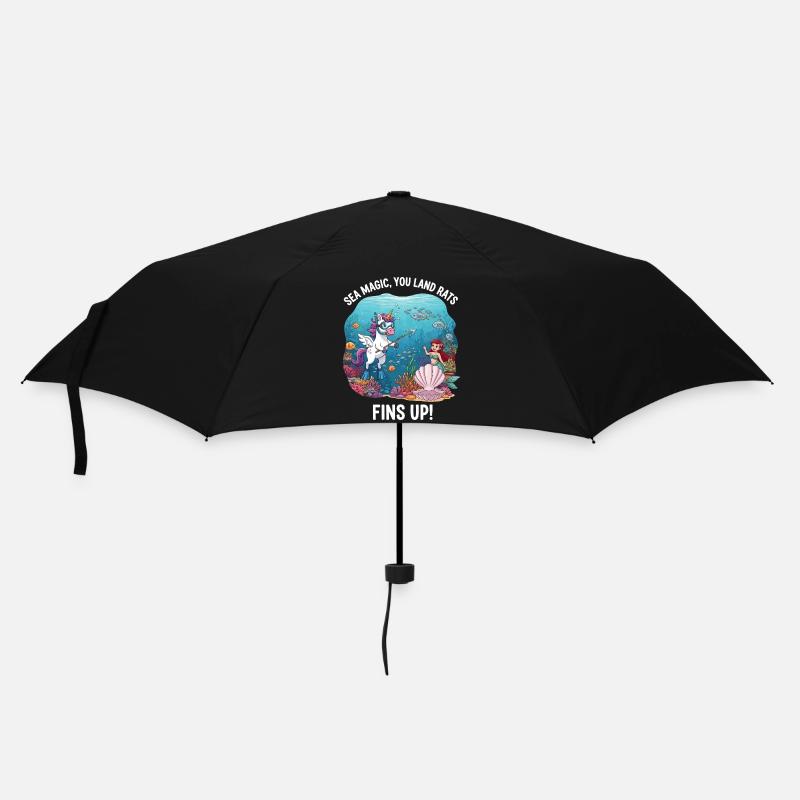 Meeresmagie mit Einhorn - Regenschirm (klein) - Schwarz