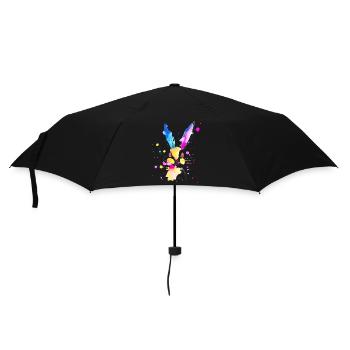 Abstract Watercolor Rabbit 🐇 - Umbrella (small) - black - Front