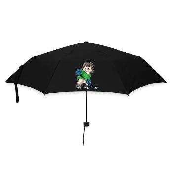 Hedgehog Hockey Hockey Stick - Umbrella (small) - black - Front