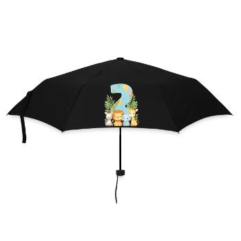 Dschungeltiere Kindergeburtstag 2 Jahr Geschenk - Regenschirm (klein) - Schwarz - Vorne