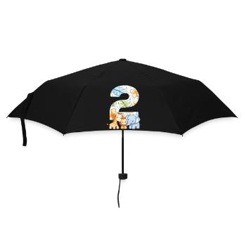 Dschungeltiere Kinder 2 Jahr Geburtstag Geschenk - Regenschirm (klein) - Schwarz - Vorne