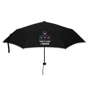 WASD Gamer Spruch – That's how I move - Regenschirm (klein) - Schwarz - Vorne