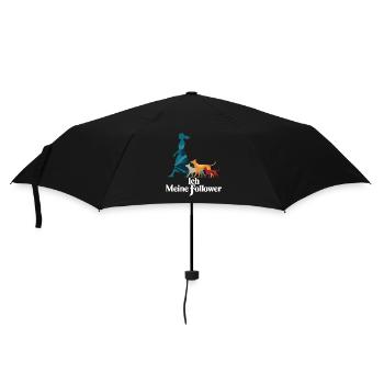 Ich & meine Follower – Hundehumor Design - Regenschirm (klein) - Schwarz - Vorne