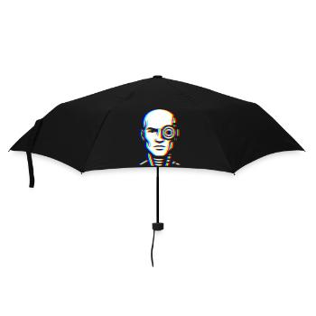 Glitch Cyber Head – Futuristic - Umbrella (small) - black - Front