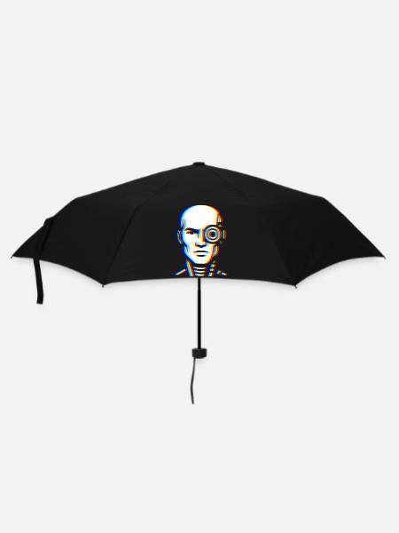 Glitch Cyber Head – Futuristic - Umbrella (small) - black