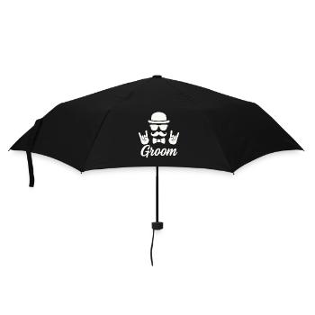 JGA Bräutigam Rockhand - Regenschirm (klein) - Schwarz - Vorne