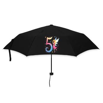 Süße Fee 5. Geburtstag für Mädchen - Regenschirm (klein) - Schwarz - Vorne
