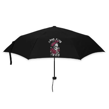 Böse alte Frau - Totenkopf - Rosen - Spruch - Regenschirm (klein) - Schwarz - Vorne