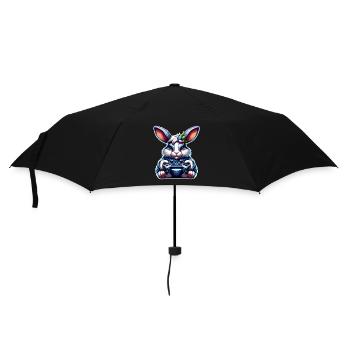 Hase Kaninchen Gamer Gaming Nerd - Regenschirm (klein) - Schwarz - Vorne