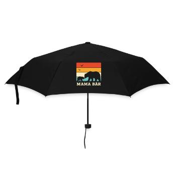 Mama Bär Retro Streifen Vintage Mutter und Baby - Regenschirm (klein) - Schwarz - Vorne