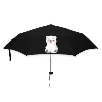 Polarbär Illustration – Arktisches Tiermotiv - Regenschirm (klein) - Schwarz - Vorne