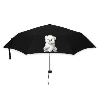 Polarbär Illustration – Arktisches Tiermotiv - Regenschirm (klein) - Schwarz - Vorne