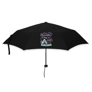 Es ist ein schöner Tag, um Tiere zu retten - Regenschirm (klein) - Schwarz - Vorne