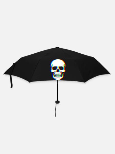 Glitch Skull - Cyber Art - Umbrella (small) - black