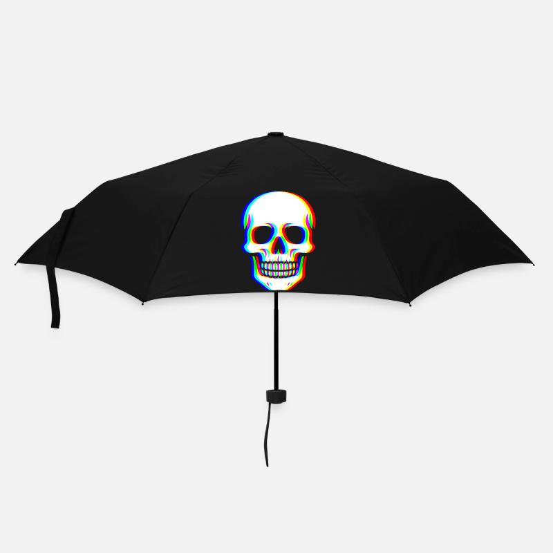 Glitch Skull - Cyber Art - Umbrella (small) - black
