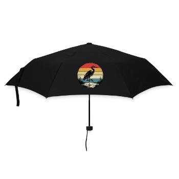Retro Reiher - Regenschirm (klein) - Schwarz - Vorne