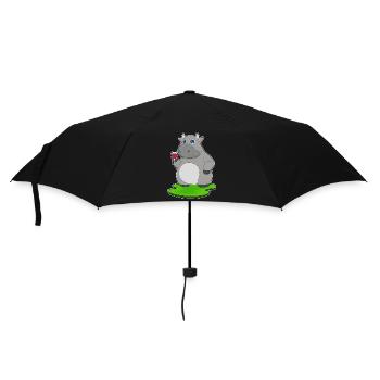 Kuh Rotwein - Regenschirm (klein) - Schwarz - Vorne