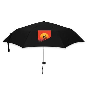 Silhouette de vététiste coucher de soleil - Parapluie standard - noir - Devant