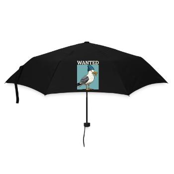 Gesuchte Möwe Mit Pommes Beanie Illustration - Regenschirm (klein) - Schwarz - Vorne