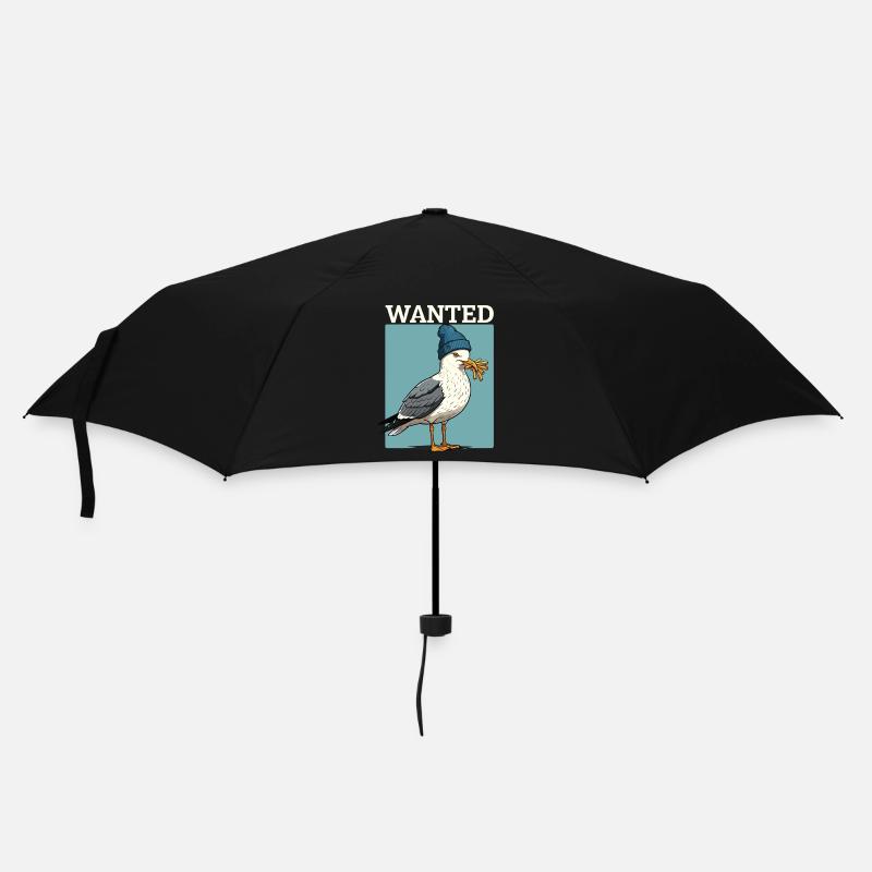 Gesuchte Möwe Mit Pommes Beanie Illustration - Regenschirm (klein) - Schwarz