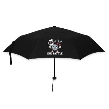 Schere Stein Papier Kawaii Charaktere Schulspiel - Regenschirm (klein) - Schwarz - Vorne