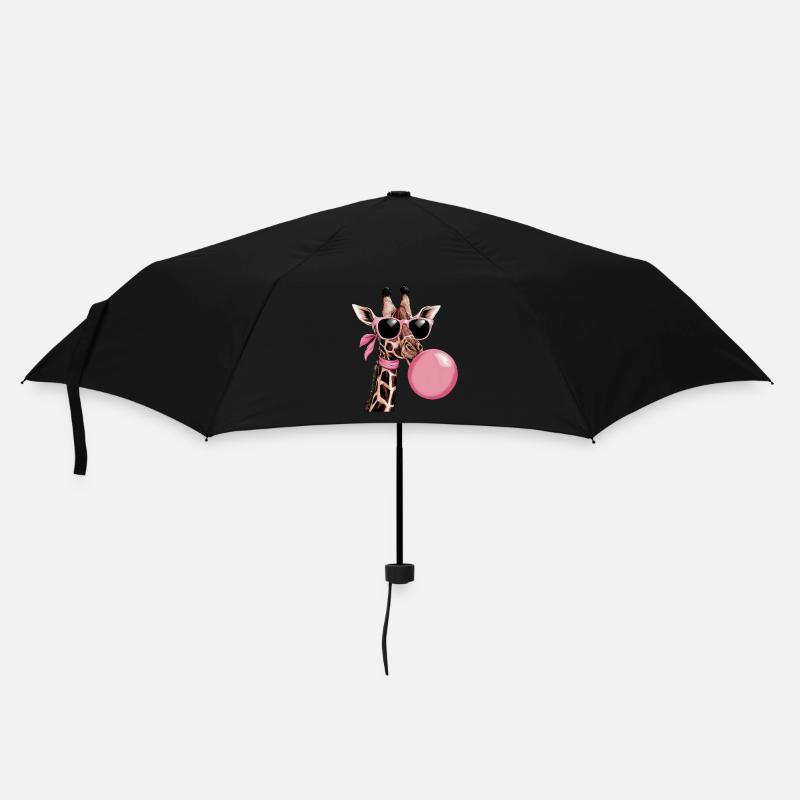 Funny Pink Giraffe with Glasses and Bubble - Umbrella (small) - black