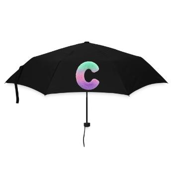 Letter C in fur look and colour gradient - Umbrella (small) - black - Front