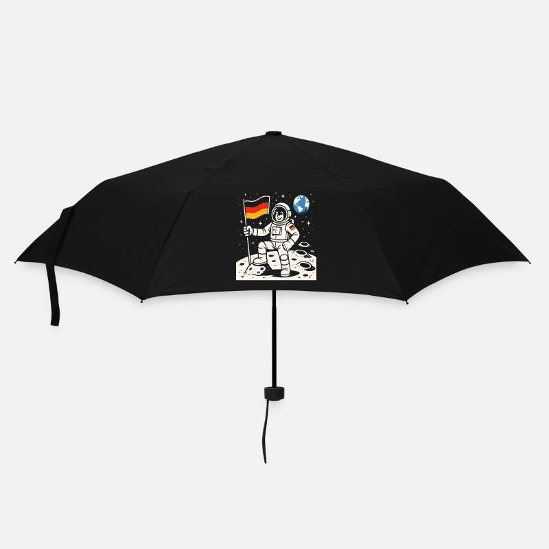 Abenteuerlustiger Astronaut Mit Deutscher Flagge - Regenschirm (klein) - Schwarz