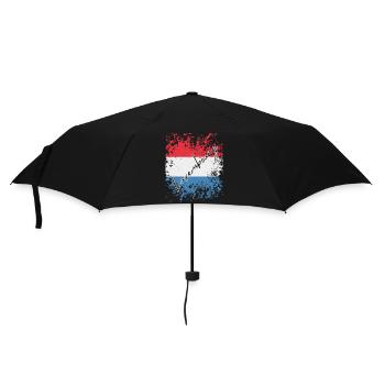 Luxemburger Grunge-Flagge, ich liebe Luxemburg - Regenschirm (klein) - Schwarz - Vorne