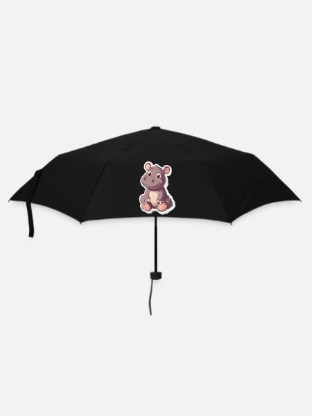 Nilpferd - Regenschirm (klein) - Schwarz