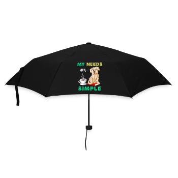 Cute Golden Retriever and Coffee Inspirational  - Umbrella (small) - black - Front