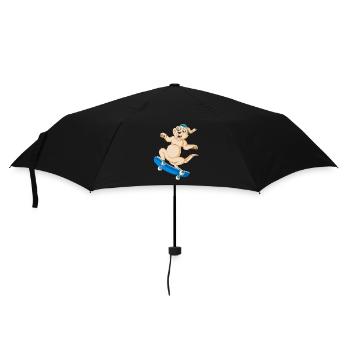 Verspieltes Golden Retriever Skateboard T-Shirt Design - Regenschirm (klein) - Schwarz - Vorne