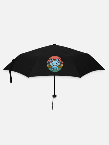 Axolotl Tierdesign - Regenschirm (klein) - Schwarz