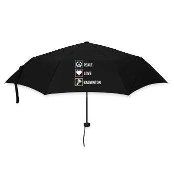 Badminton with Peace Love lettering - Umbrella (small) - black - Front