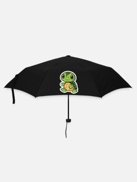 Schildkröte - Regenschirm (klein) - Schwarz