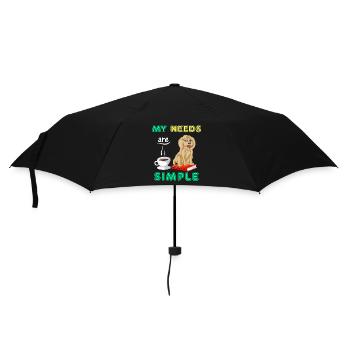Bücher, Kaffee & Golden Doodle Vibes - Regenschirm (klein) - Schwarz - Vorne