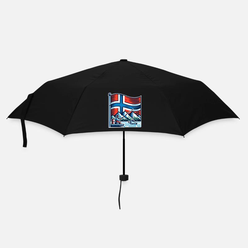 Norwegen Angeln Boot - Regenschirm (klein) - Schwarz