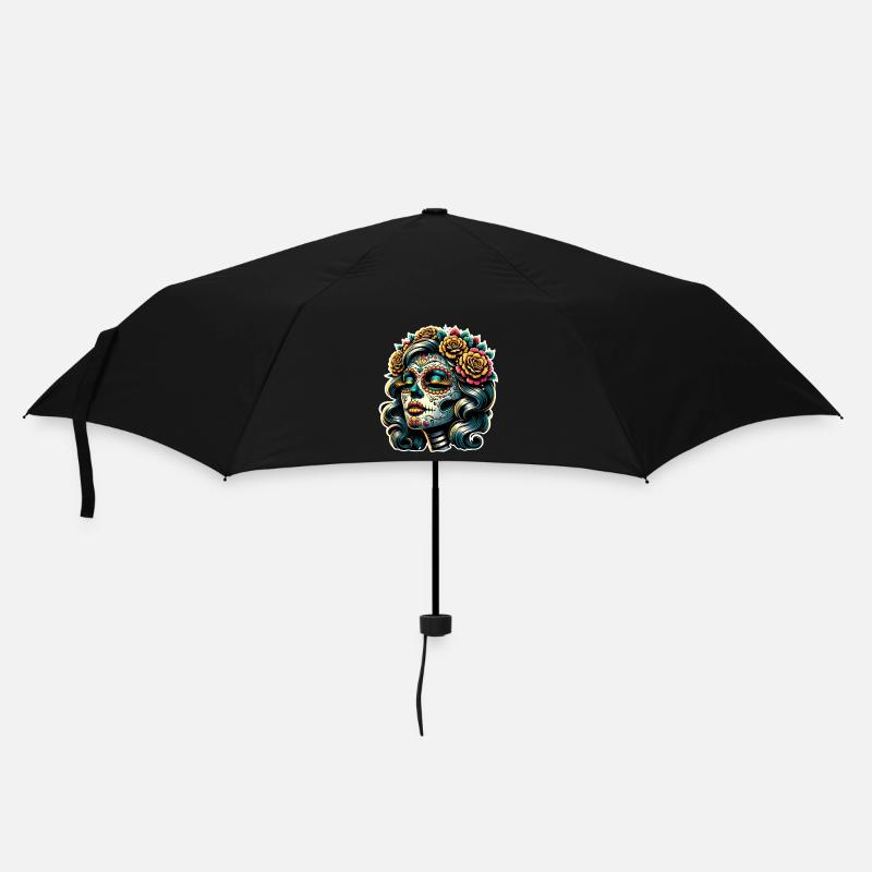 La Catrina - Regenschirm (klein) - Schwarz