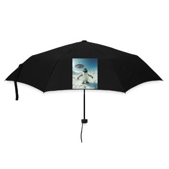 Pinguin Selfie mit UFO - Regenschirm (klein) - Schwarz - Vorne