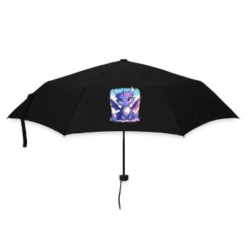 Drachen Drache - Regenschirm (klein) - Schwarz - Vorne