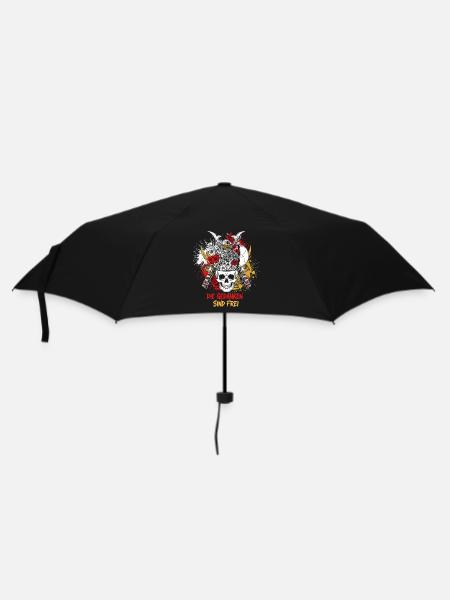 Samurai Schädel Blumenkunst - Gedanken sind Frei - Regenschirm (klein) - Schwarz